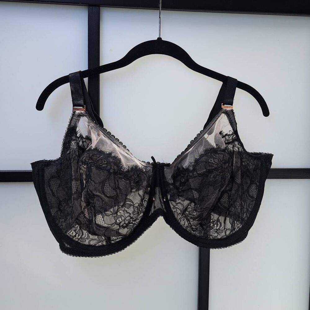 Smart and Sexy Plus Size Retro Lace & Mesh Unlined Underwire Bra 44G